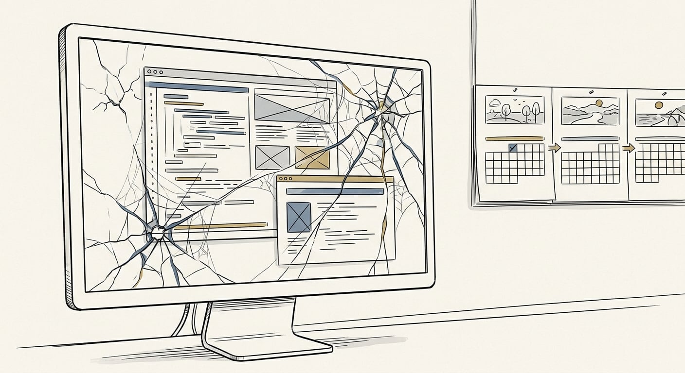 Website slowly cracking and deteriorating three months after AI-generated deployment