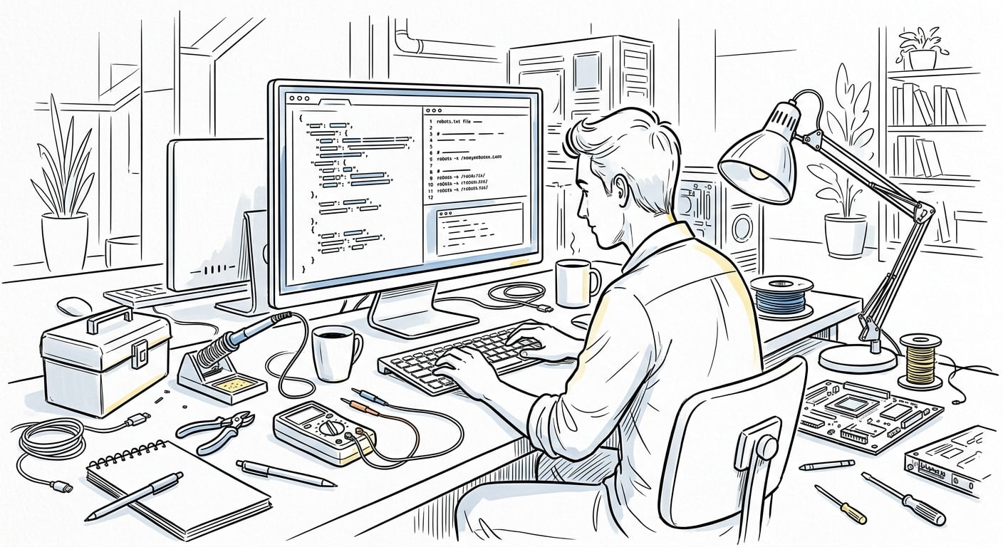 Technical SEO setup with schema markup and robots.txt for AI search optimization