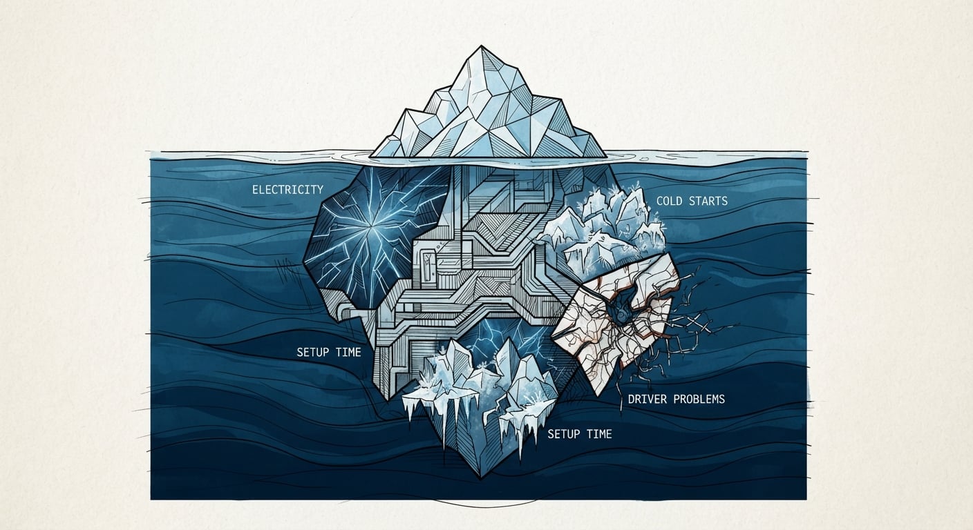 Iceberg showing hidden costs of running a local LLM below the hardware price