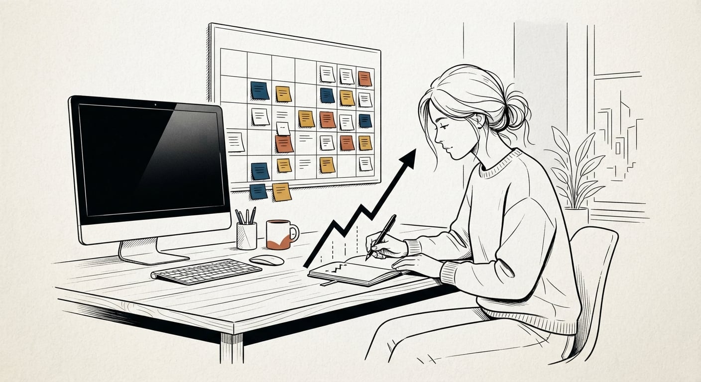 Tracking marketing results by hand in a notebook and calendar instead of relying on an analytics dashboard