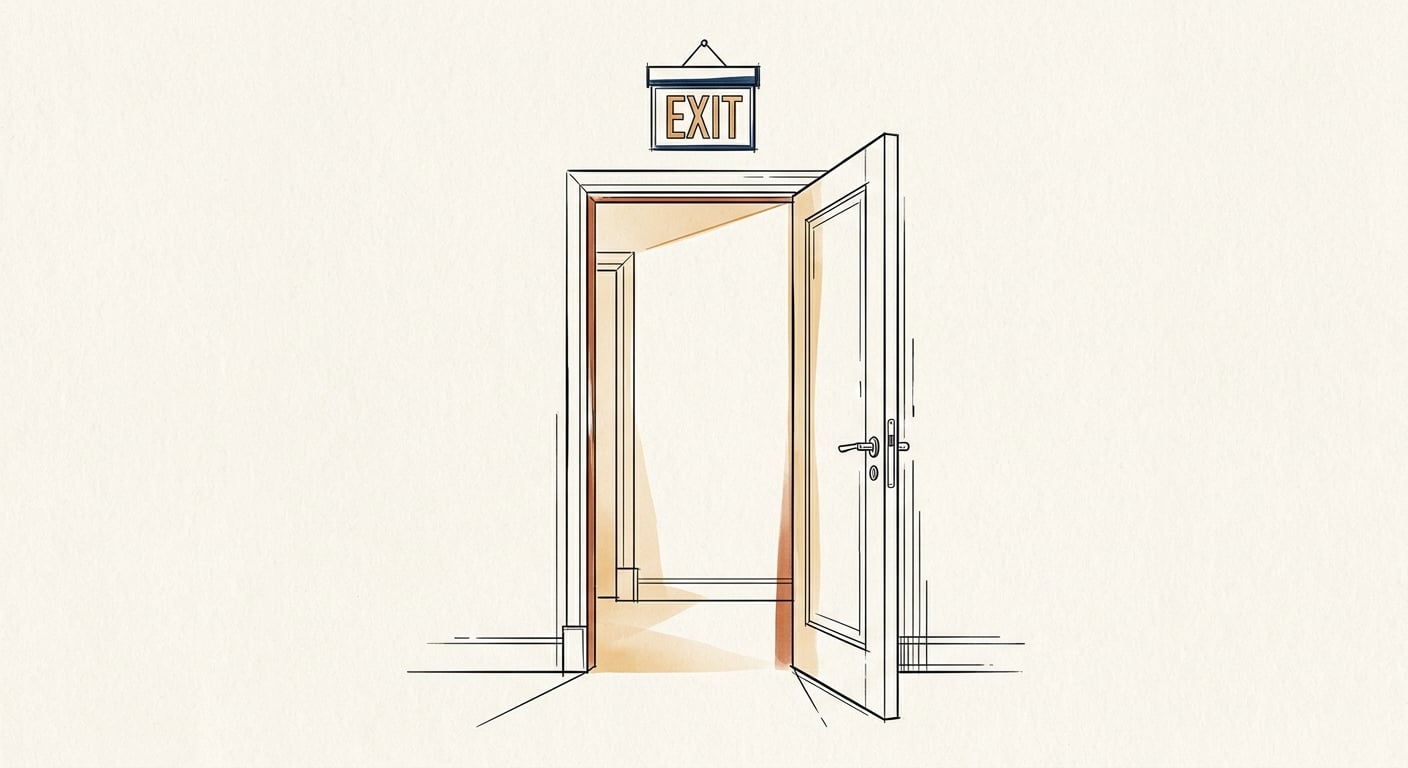 Open exit door representing SEO consultants who do not lock clients into contracts