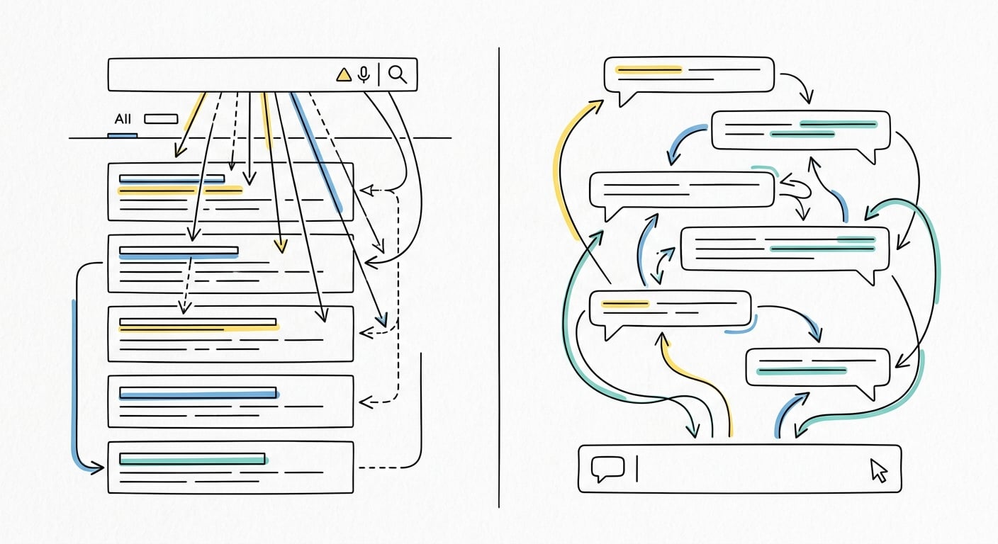 ChatGPT vs Google search comparison showing different retrieval methods