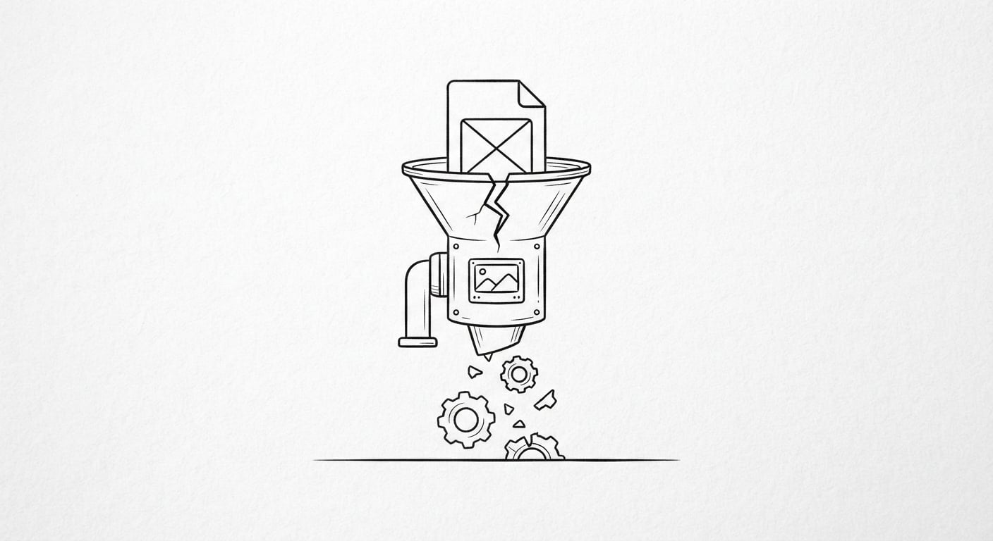 Line drawing of an image file breaking the image optimization pipeline