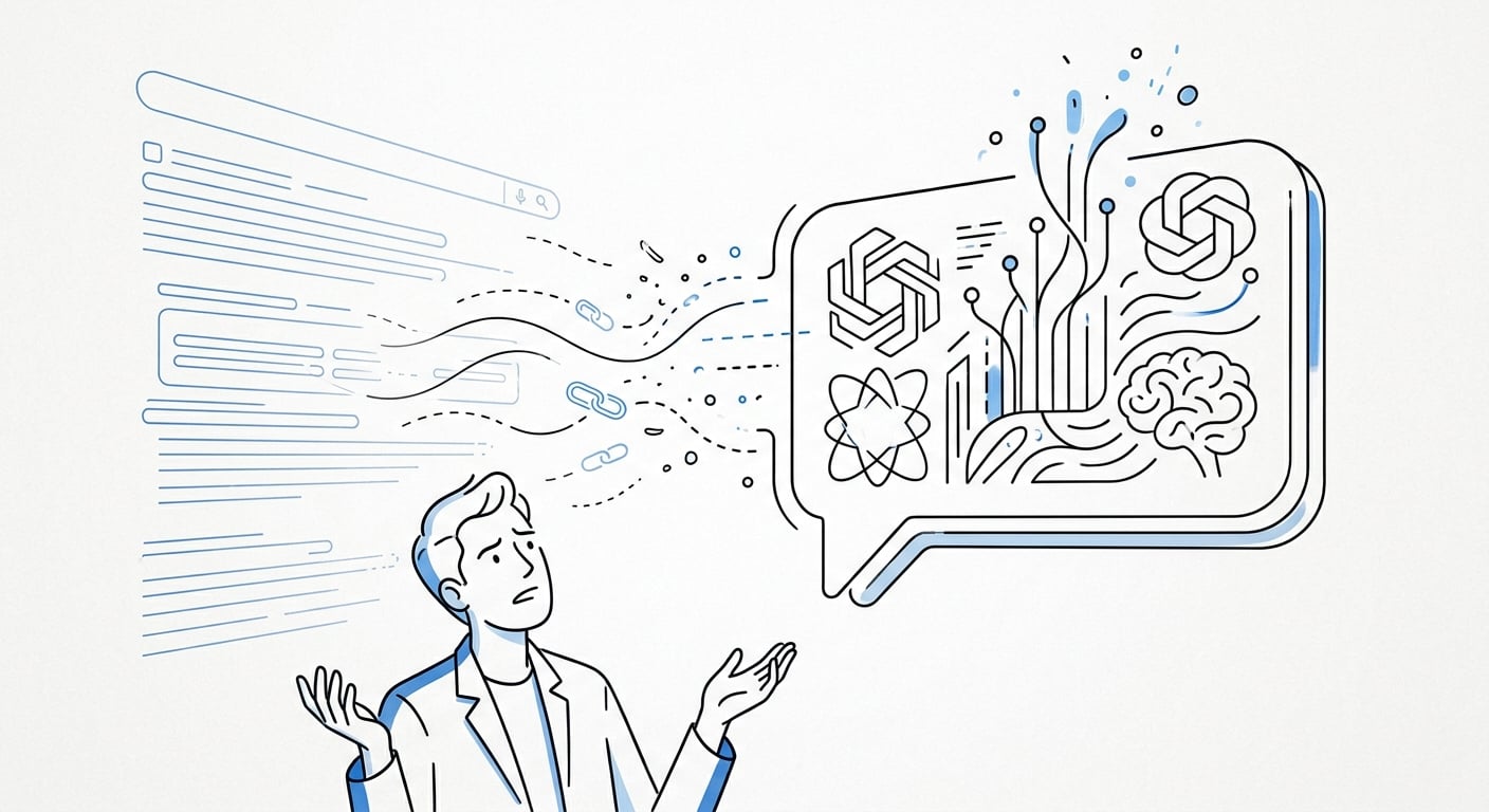 Google search results transforming into AI Overviews replacing traditional blue links