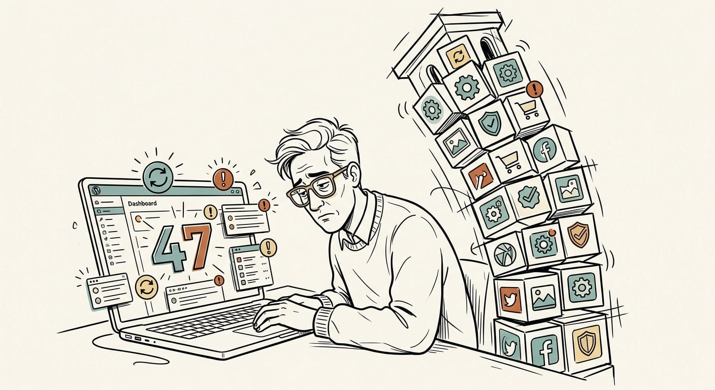 Developer overwhelmed by WordPress plugin updates and bloat on the dashboard