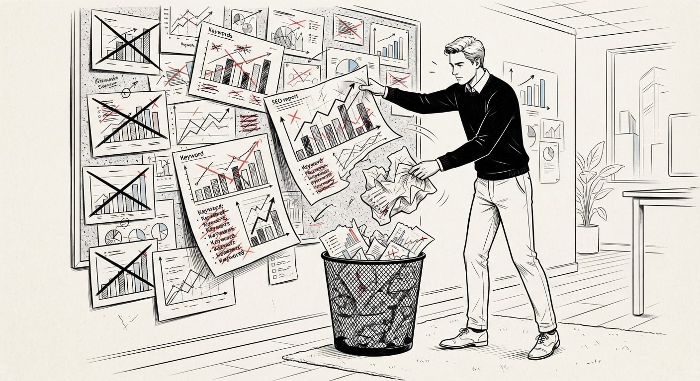 Old keyword ranking reports and dashboards being taken off the wall and thrown away
