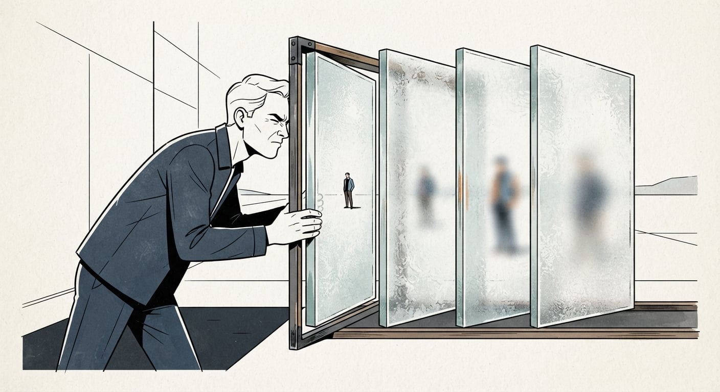 Looking through stacked frosted glass panes, showing how cookie consent, blockers and devices obscure analytics data