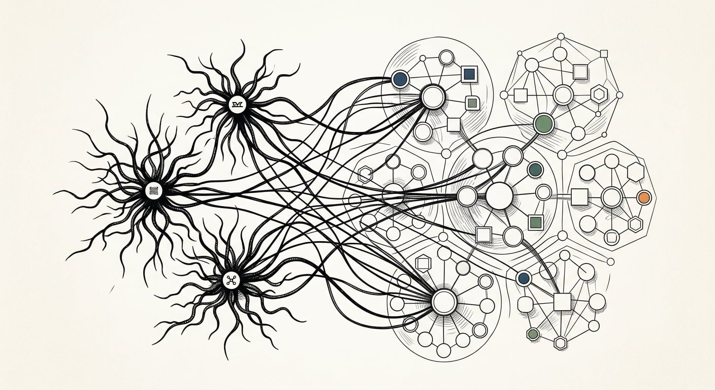 Spam network infrastructure connecting fake domains to legitimate business websites