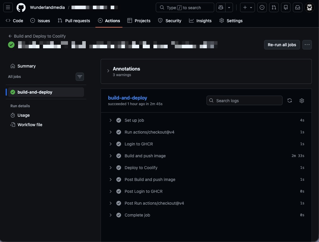 GitHub Actions Workflow Run