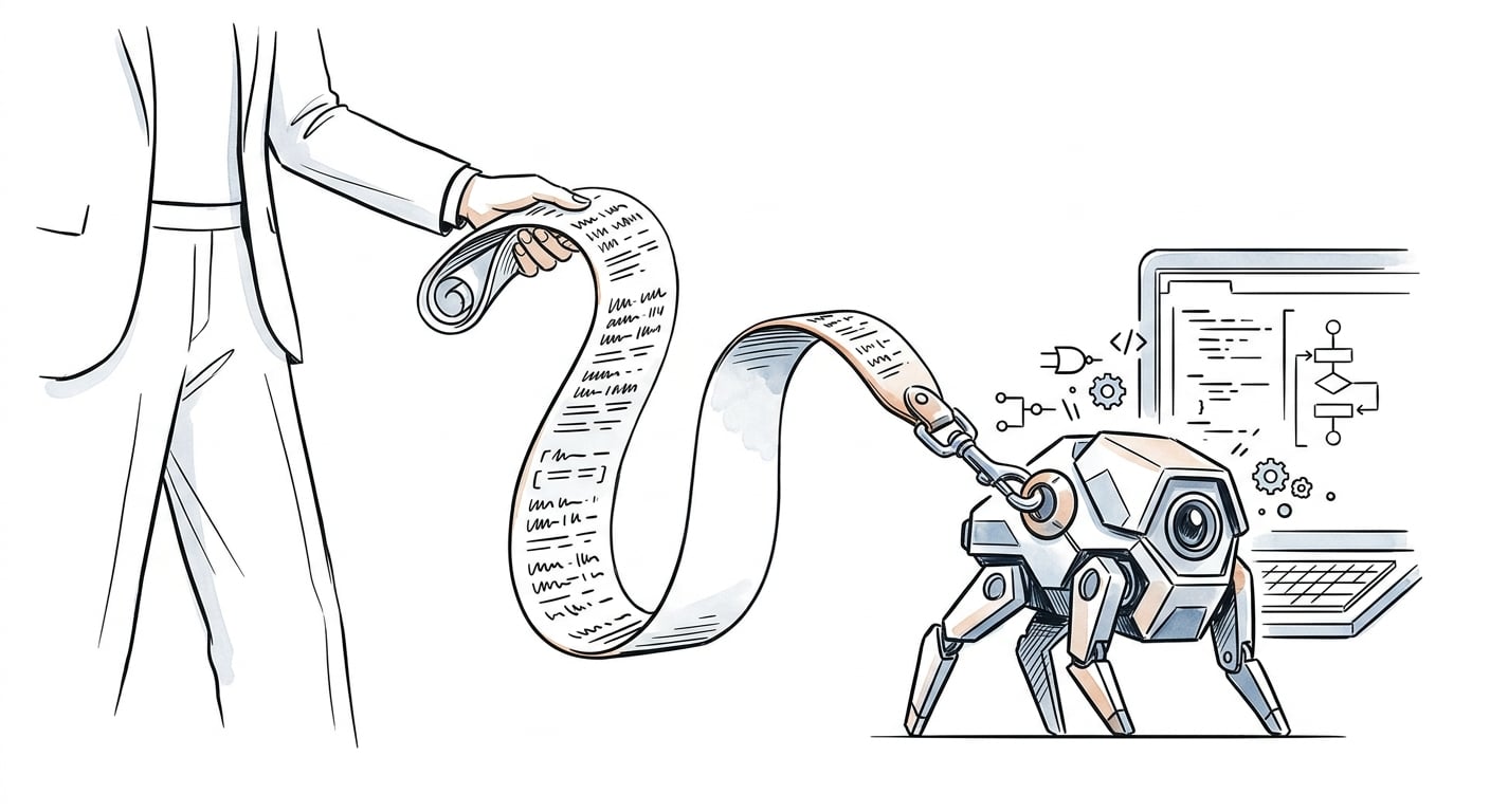 A CLAUDE.md instruction file as a leash on an AI coding agent