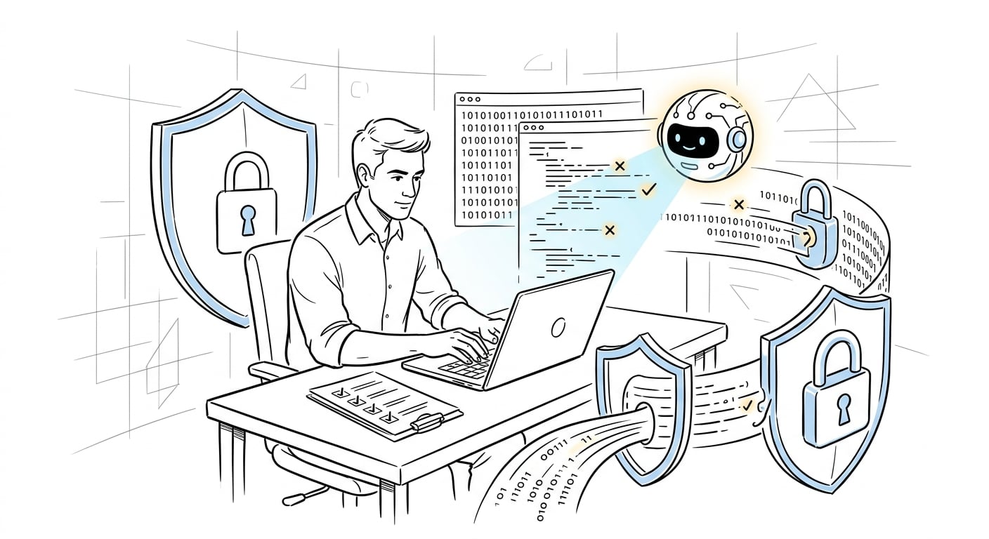 Developer implementing practical security measures to protect against AI-powered attacks