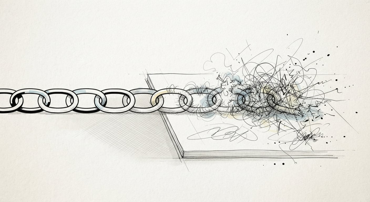 A chain of agent steps fraying apart the longer it runs