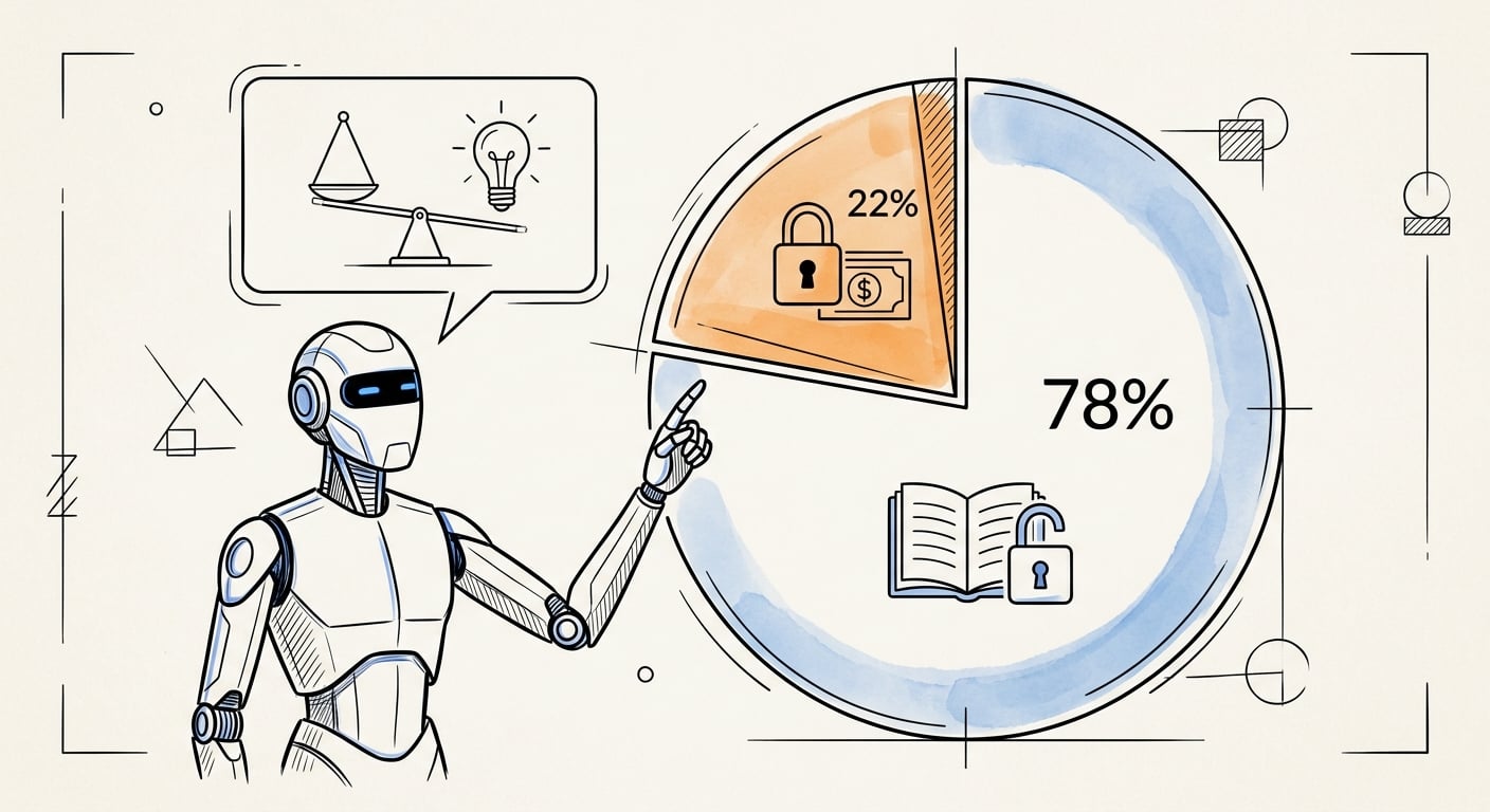 Pie chart showing 78 percent of app content was free