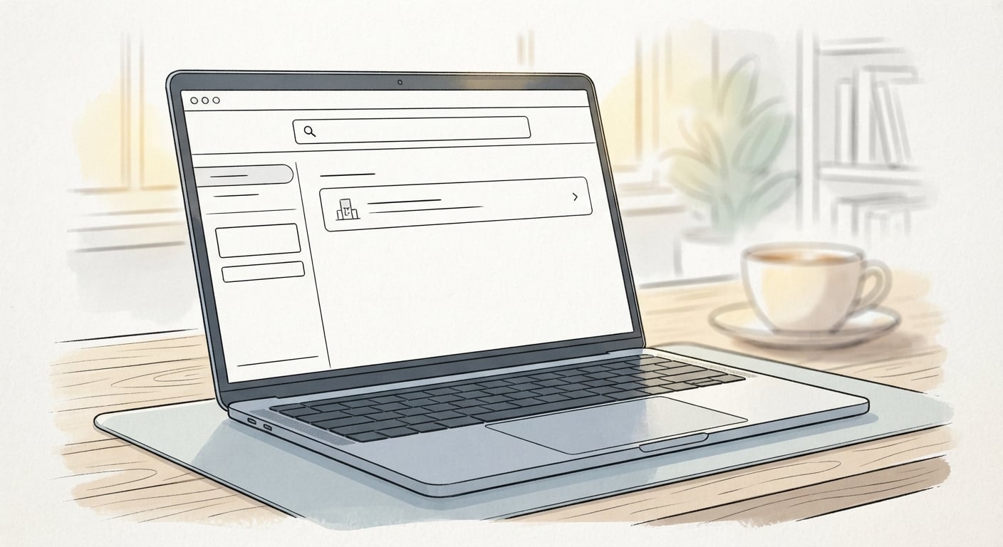 A laptop showing Google's source preferences settings with a domain typed into the search field