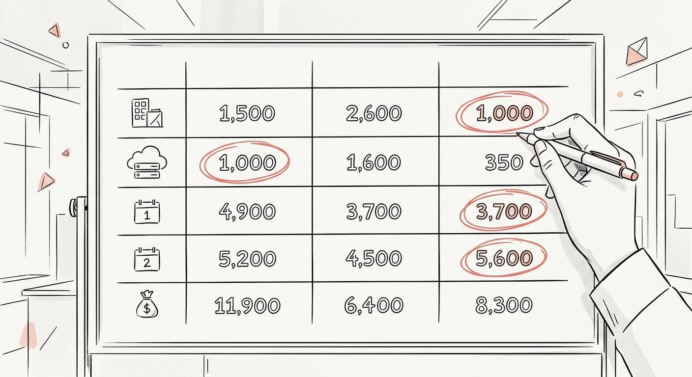 Cost comparison breakdown between WordPress Next.js and Astro over three years