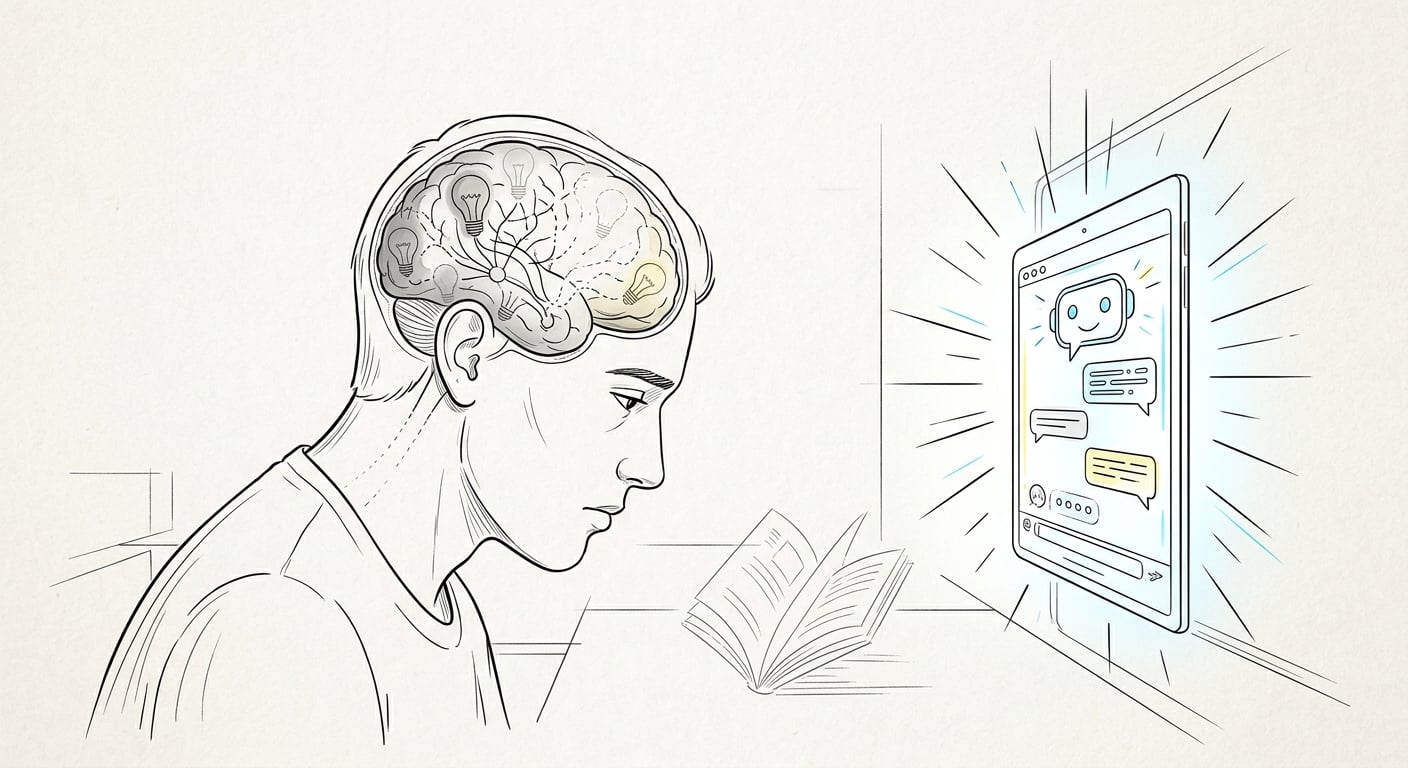 Brain with dimming neural connections as AI chatbot takes over thinking process