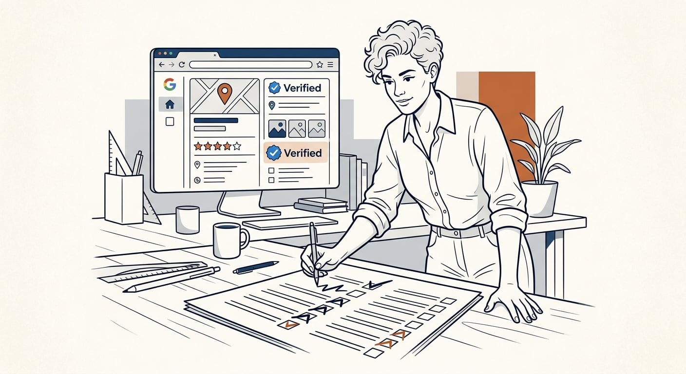 Small business owner completing Google Business Profile protection checklist