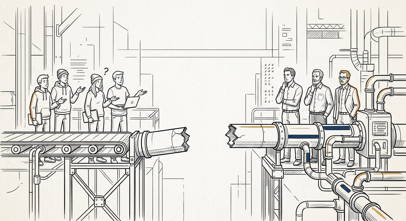 Broken career pipeline with junior developers unable to reach senior level