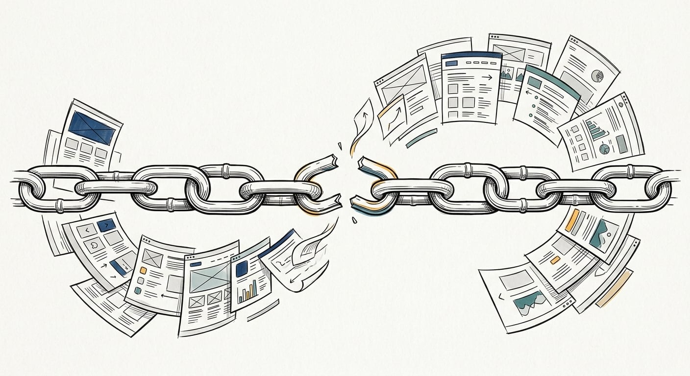 Broken link chain with website pages