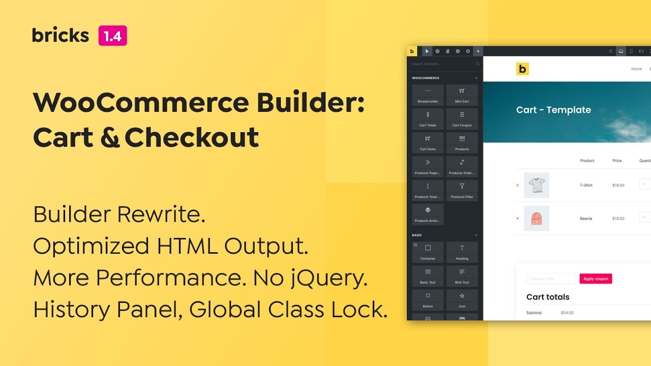 Bricks 1.4 - WooCommerce Builder: Cart & Checkout, Optimized HTML, No jQuery - YouTube