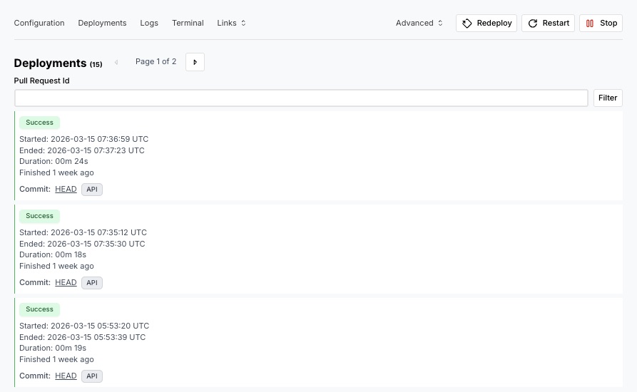 Successful Deployments in Coolify