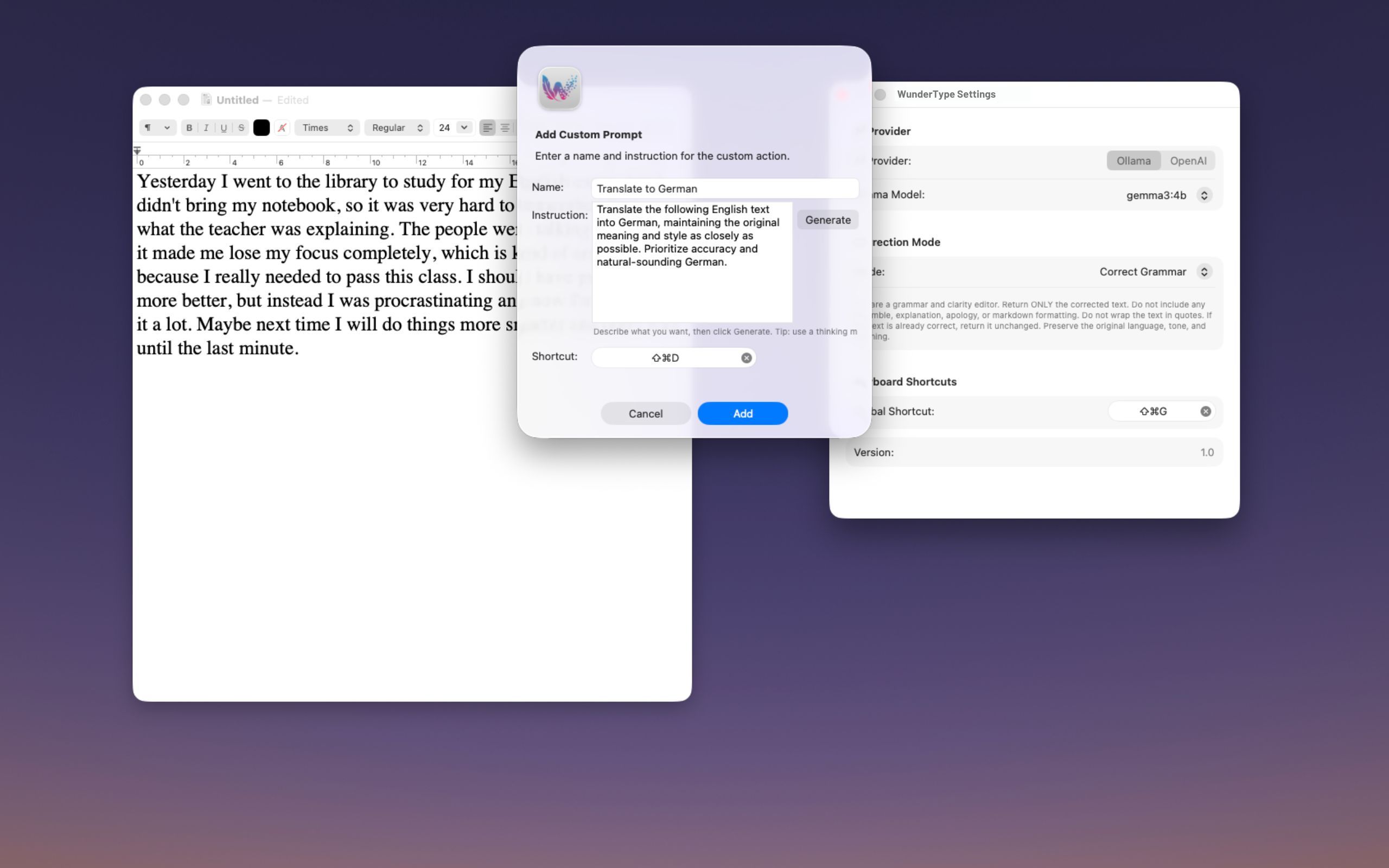 Custom Prompt - Translate to German