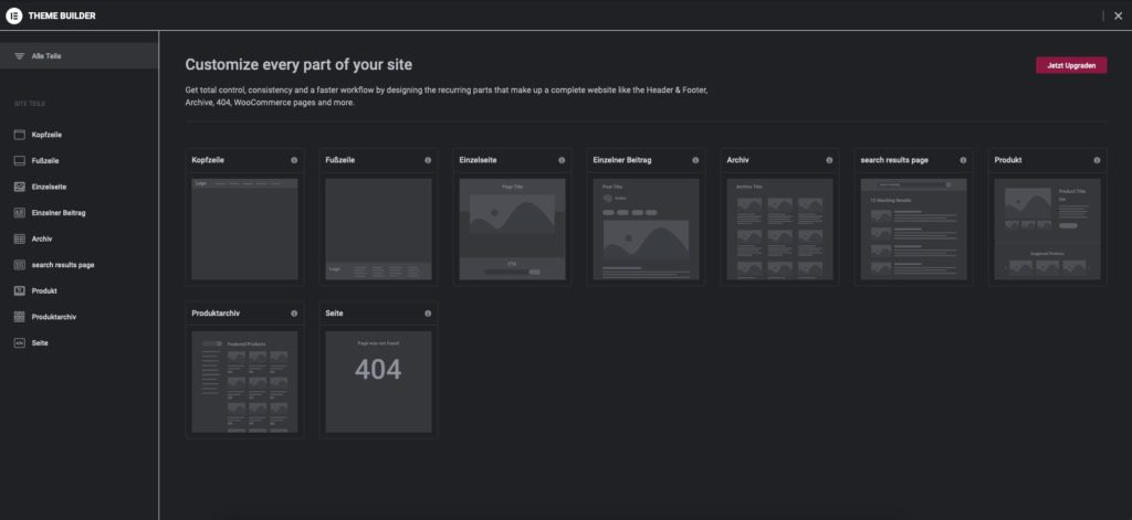 Elementor Theme builder
