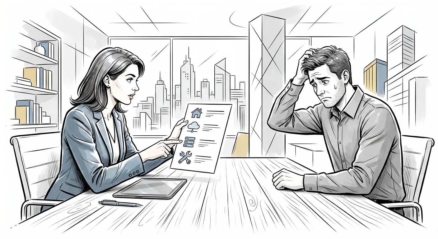 Business owner asking a web vendor pointed questions before hiring