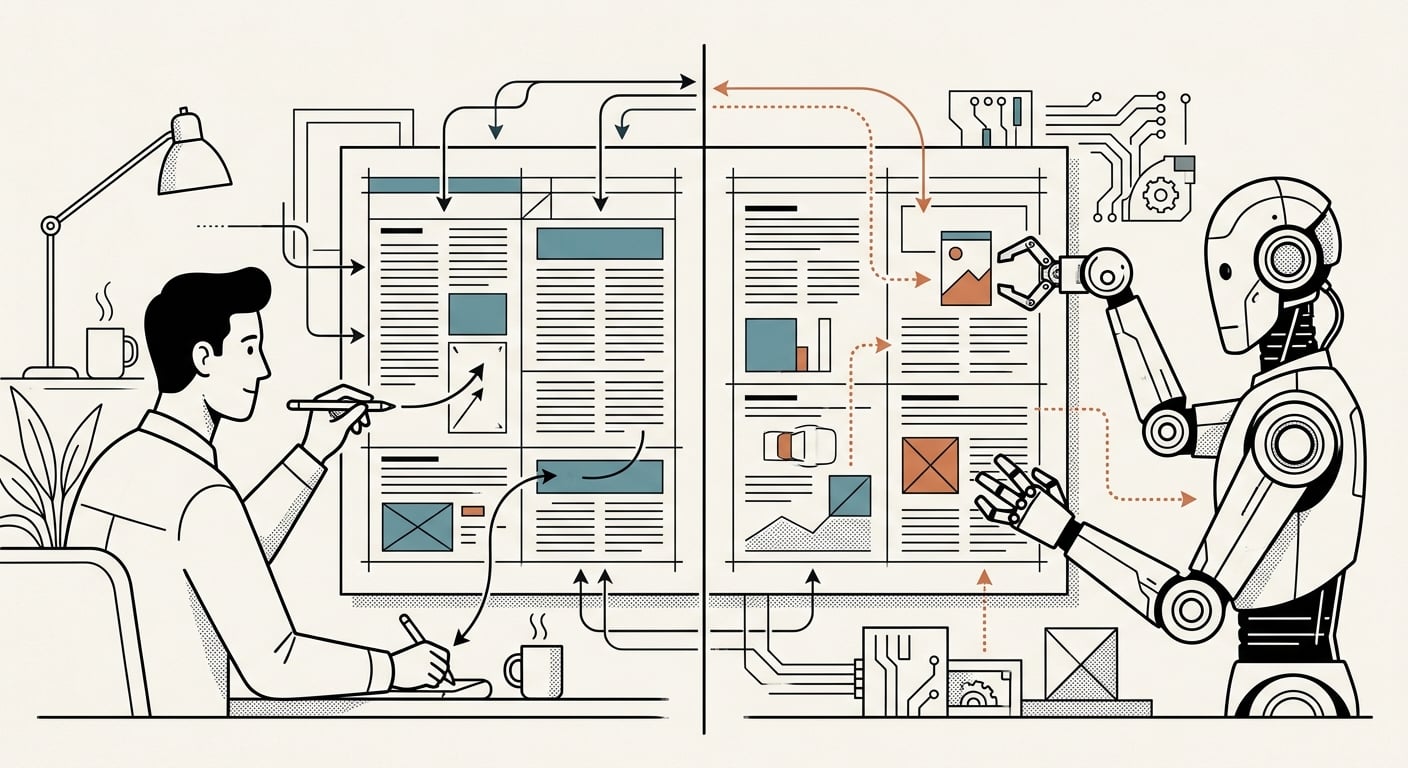 AI-assisted SEO audit workflow with human and AI collaboration