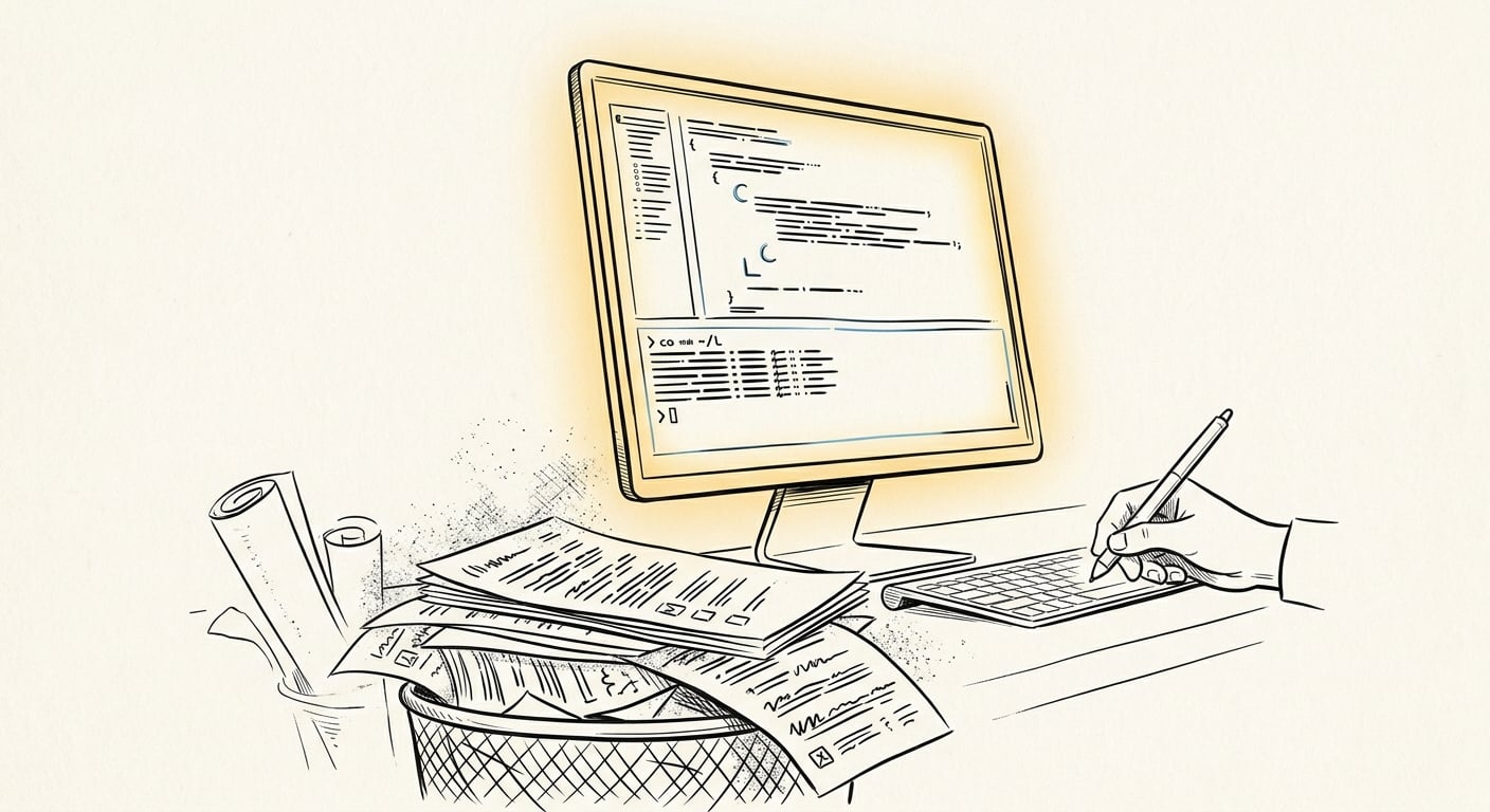 Claude Code terminal generating real code while generic AI tool listicles are discarded