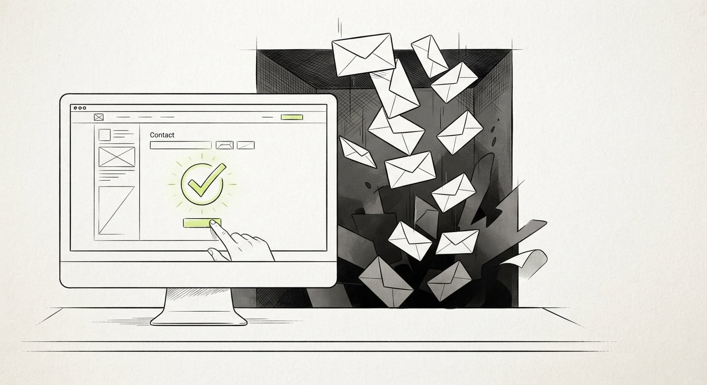 Contact form showing a success message while email notifications silently fall into a void