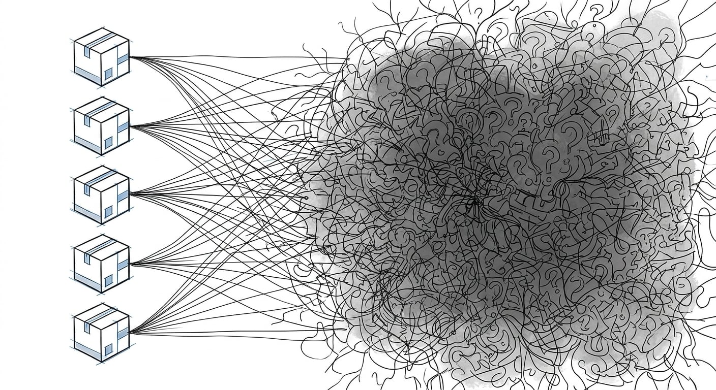 Five visible npm dependencies hiding 300 plus transitive packages the developer has never read