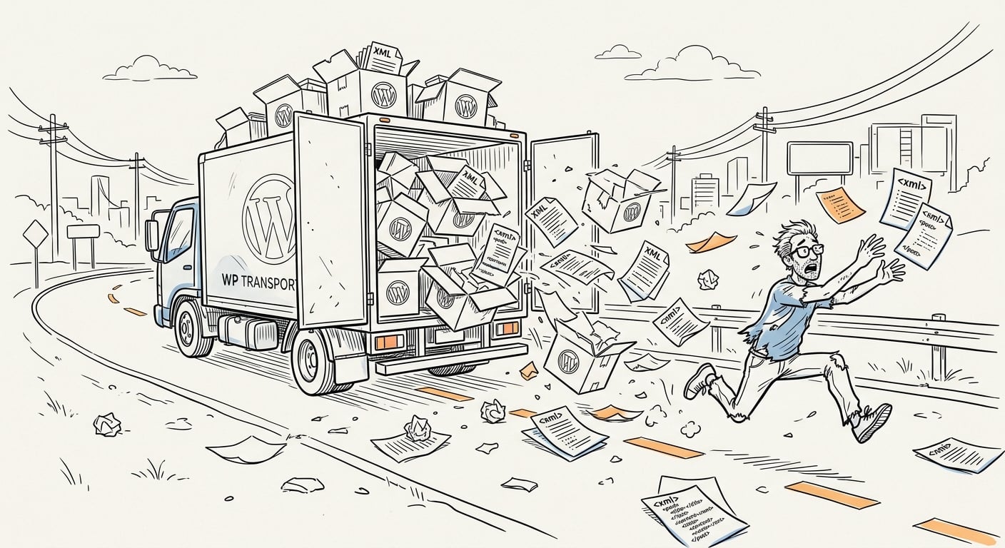 WordPress export and migration breaking apart during site transfer